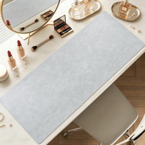 Large Makeup Mat for Vanity, Waterproof PU Leather Vanity Table Protector with Phone Stand & Ergonomic Mouse Wrist Rest, Non-Slip Dresser Top Protector for Makeup Table, Beauty Station (31.5"*15.7") - size: 31.5"*15.7"