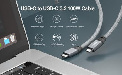 USB 3.2 Gen 2x2 USB-C 100W Fast Charging Cable for Sony A9III A7R5 A74 Canon EOS R8 R7 R6 MARK2 R5 R3, iPhone 15Pro MacBooks Pro Samsung Galaxy, iPad Pro Smartphone Laptop - color: Blue, size: Left-right angle