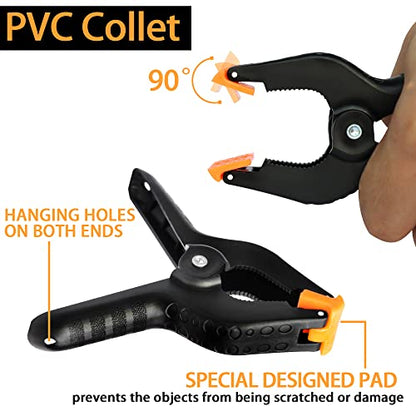 Backdrop Clips Clamps - 8 Heavy Duty Spring Clamps, 6 Background Clips Holder for Photography Backdrop Support Stand, Photo Video Studio Shooting