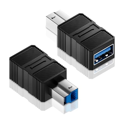 Duttek USB A to USB B Adapter, High-Speed 5Gbps Type 3.0 Female to Type B (MIDI) Male Power and Data Extension Adapter, for Audio Interface, Electronic Piano, Printer, Scanner (2-Pack) - style: USB 3.0 Female to USB B Male Adapter