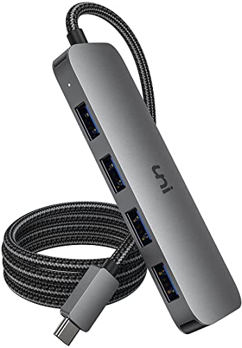 uni USB C to USB Hub 4 Ports, Aluminum USB Type C to USB Adapter with 4 USB 3.0 Ports, Thunderbolt 3 to Multiport USB 3.0 Hub Adapter for MacBook Pro/Air 2020/2019, iPad Pro, Dell, Chromebook and more - size: 4FT