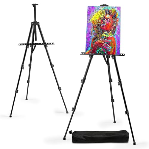RRFTOK 17-66 Inch Adjustable Art Easel Stand for Painting and Sign, Black | Portable metal tripod easel for poster stand, display stand, canvas holder, adults and floor use - style: 66S Black 1-pack