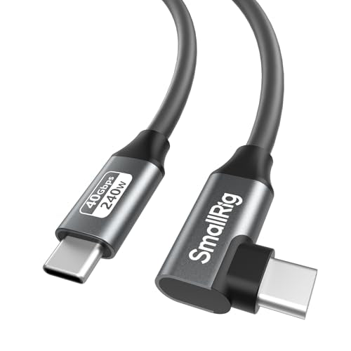 SMALLRIG USB4 40Gbps USB-C Cable, 240W Fast Charging & 8K@60Hz Video & 40Gbps Data Transfer, 35cm/13.8in Straight to Angled Connectors with Cable Tie, for MacBook for iPad Pro for iPhone - 5075 - size: 13.8 in (35 cm), style: Straight to Angled