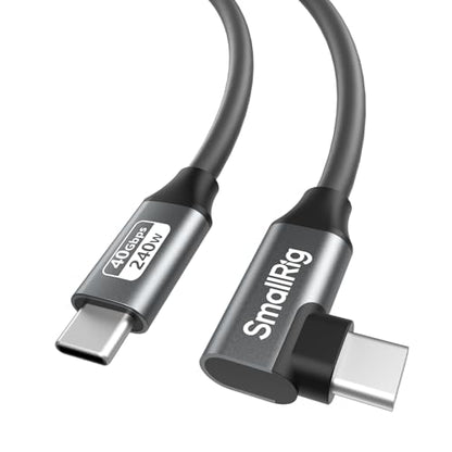 SMALLRIG USB4 40Gbps USB-C Cable, 240W Fast Charging & 8K@60Hz Video & 40Gbps Data Transfer, 60cm/23.6in Straight to Angled Connectors with Cable Tie, for MacBook for iPad Pro for iPhone - 5076 - size: 23.6 in (60 cm), style: Straight to Angled