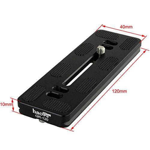 Haoge 120mm QR Quick Release Plate Dual Dovetail and D-Ring Screw Fits Arca-Swiss Standard for Tripod Ball Head