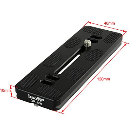 Haoge 120mm QR Quick Release Plate Dual Dovetail and D-Ring Screw Fits Arca-Swiss Standard for Tripod Ball Head