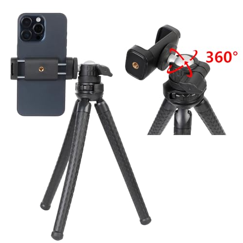 Flexible Tripod for Phones & Camera, Mini Phone Tripod Stand with Remote & Phone Holder for Video Recording, Compatible with iPhone GoPro Insta360 X5 DJI Osmo Pocket 3 Canon Nikon Sony Camera
