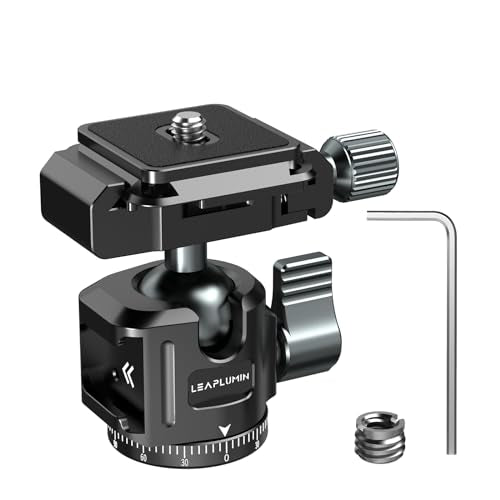 Low Profile Camera Tripod Ball Head,360° Rotating Ball Head Compatible with Arca 1/4" Quick Release Plate, Tripod Ball Head with Arca Swiss Quick Release Plate,Load Capacity：3kg/6.6lb