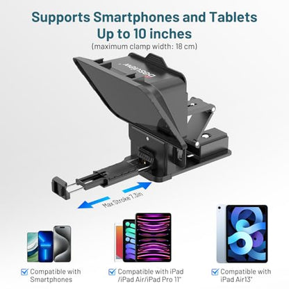 Desview P8 Universal Teleprompter for Smartphone Camera, DSLR Webcam Tablet up to 10" with Bluetooth Remote Foldable Design for Live Streaming Video Recording YouTube TikTok Videos - size: P8 Teleprompter