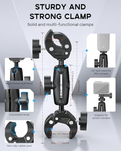 Double Super Clamp Mount Umbrella Clamp Motorcycle Camera Pole Mount Desk Holder Accessories
