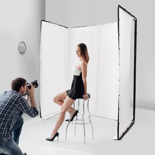 7.87ft x 13.12ft Green Screen Backdrop with Stand, Large Collapsible Green Backdrop w/Stand Foldable Frame for Parties Photography Video Shooting Live Streaming Gaming YouTube Creators (White) - color: White