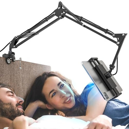 CACENCAN Foldable Tablet Stand, Tablet Stand Adjustable for Bed,Universal Flexible Tablet Holder with 360 Degree Rotation for iPad/iPhoneX/iPad Pro/N-Switch,or Other 4.5~12.9 Inches Devices - color: Black