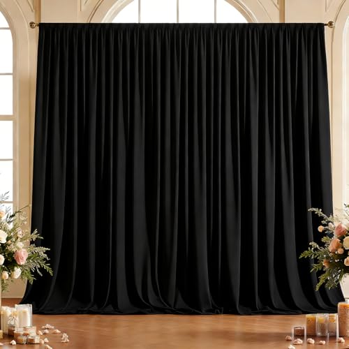 20x10ft Wrinkle Free Black Backdrop Curtain for Parties, Soft Black Photo Curtains Backdrop, Polyester Photo Backdrop Drapes for Birthday Party Baby Shower Photography Background - color: Black, size: W5' x H10'(4 panels)