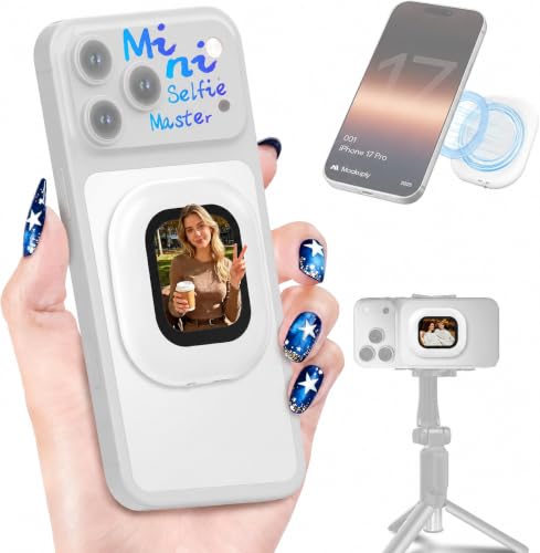 Moman Mini Vlog Selfie Monitor Screen for iPhone, 4K 60fps & Encrypted Private P2P Wireless, Magnetic Back Camera Monitor, 164 ft Range for TikTok, YouTube, Vlog Photo & Video Kits, Cream White - color: Cream White