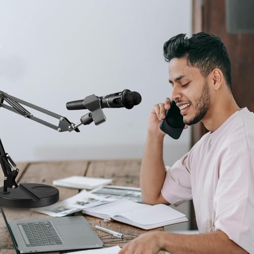 Desktop arm microphone stand, upgraded adjustable desktop microphone stand with spring microphone clip for microphones (WSMS-001)