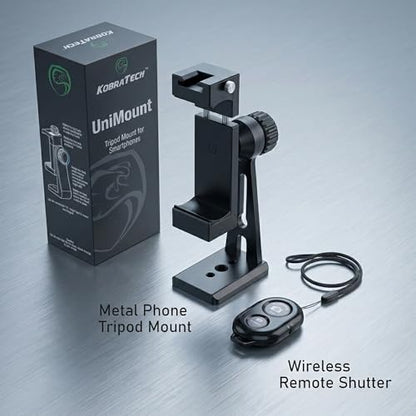 KobraTech UniMount 360 Pro Metal Phone Tripod Mount with Wireless Remote - size: Pro Metal