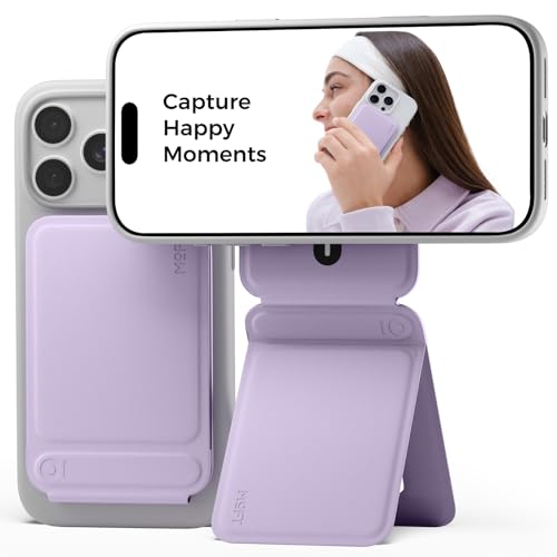 MOFT Phone Tripod Stand Selfie Stick for iPhone, Multi-Angles iPhone Stand, Lightweight & Portable Phone Holder, Strong Magnets, MOVAS Vegan Leather, Travel Essentials, Peony (Without Card Slot) - color: Peony x Without Card Slot, size: Without Card Slot