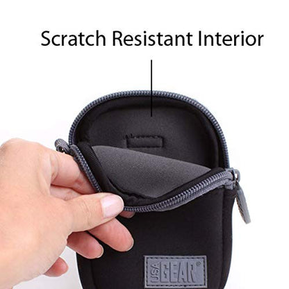 USA Gear Small Camera Pouch with Wrist Strap, Belt Loop - Small Digital Camera Case Fits Canon Powershot, Sony Cybershot, Nikon Coolpix, Kodak PIXPRO, G7 Mark iii - Fits 4.5 Inch Models - color: Black and Grey