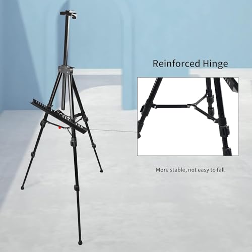 RRFTOK 21-66 Inch Adjustable Art Easel Stand for Painting and Sign, Black | Metal tripod easel with reinforced triangle for poster tripod, sign stand, floor and whiteboard display - style: 66B 1-Pack