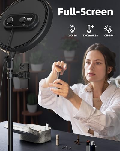 TODI Large Ring Light with 79" Stand, 6500K Full-Screen Selfie Ring Light with Stand and Phone Holder, Professional Big Ring Light for TikTok Light, Barber, Stream, Video, YouTube, Makeup, Photography