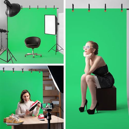 Forlogic Green Screen Backdrop Kit with Stand, 8x7.2ft Portable GreenScreen Background Stand for Streaming Video and Photography Shoots - size: 8*7.2FT