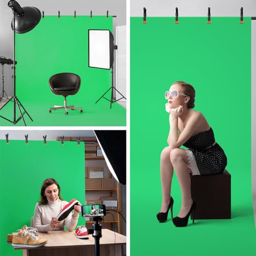 Forlogic Green Screen Backdrop Kit with Stand, 8x7.2ft Portable GreenScreen Background Stand for Streaming Video and Photography Shoots - size: 8*7.2FT