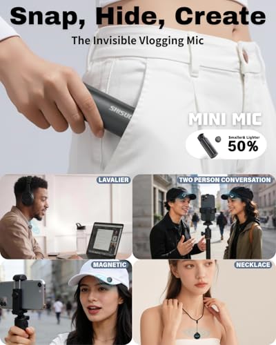 Magnetic Wireless Lavalier Microphone for iPhone 16 15 14, Noise Cancelling Clip-on Lapel Mic for Vlogging, YouTube, Podcast, 30H Battery Life with Charging Case, Compatible with Android, PC, Laptop - color: White