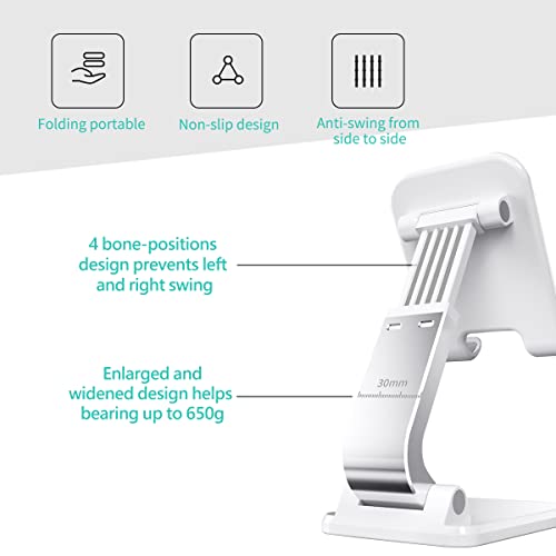Aotedor Adjustable Desk Phone Stand, Ergonomic Design, Portable, Hands Free, Compatible with iPhone and Samsung