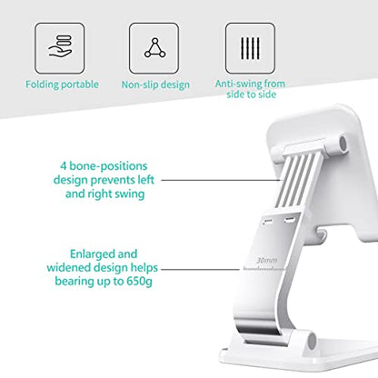 Aotedor Adjustable Desk Phone Stand, Ergonomic Design, Portable, Hands Free, Compatible with iPhone and Samsung