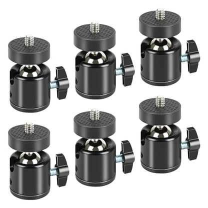 Mini Ball Head (6 Pack) 360 Rotatable Ball Heads Camera Mount Adapter, Compatible with Tripods, Monopods, Trail Cameras