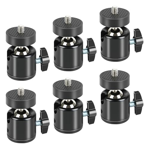 Mini Ball Head (6 Pack) 360 Rotatable Ball Heads Camera Mount Adapter, Compatible with Tripods, Monopods, Trail Cameras