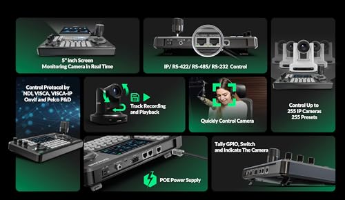 20X NDI PTZ Camera Kits - 2pcs 20X AI Auto Tracking NDI Camera with 1pcs IP Joystick Controller Package for Church Live Streaming Video Production（2X LV20N and 1x AV-Joy-IP） - color: Iron Black
