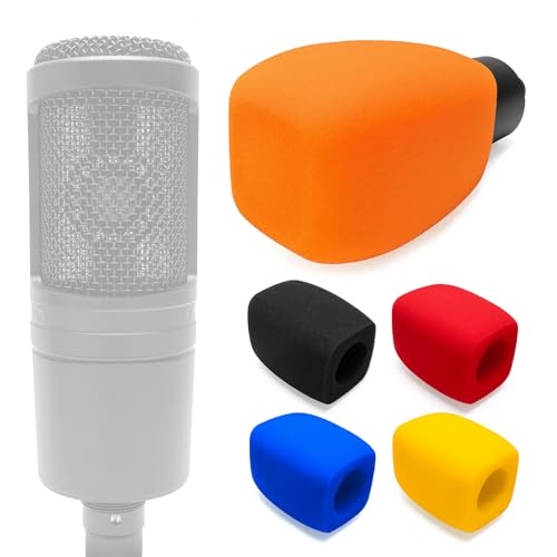 Windscreen Foam Mic Cover Compatible with Audio-Technica AT2020 AT2035 AT2040 AT2050 ATR2500 ATR2500X AT4040 AT4033A AT4050 BP40, 1 Pcs Rectangular Prism Microphone Pop Filter, Orange - color: Orange