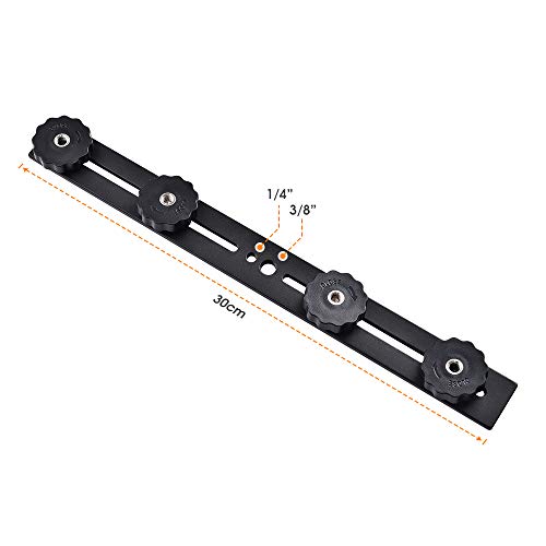 UTEBIT 11 inch Flash Bracket, Long Dual Camera Mount Flash Bracket Extension Bar with 1/4“ Hot Shoe, Straight Flash Brackets 1/4- 3/8 Thread Hole Tripod Mount for Camera/LED Light/Microphone - size: 11 inch Flash Bracket (Metal)