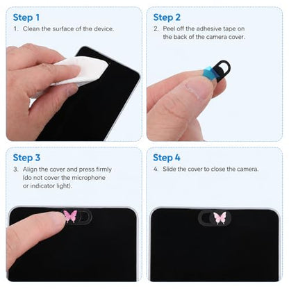 6 Pcs Laptop Camera Cover Slide 0.73''x0.35'' Butterfly Design Ultra-Thin Webcam Cover Slide Web Cam Privacy Blocker for Laptop Desktop Computer Phone Tablet to Protect Your Privacy and Security