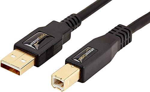 Amazon Basics USB-A to USB-B 2.0 Cable for Printer or External Hard Drive, Gold-Plated Connectors, Black, 10 Foot - size: 10 Feet