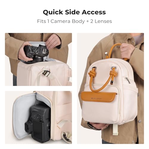 K&F CONCEPT Camera Backpack, DSLR/SLR Small Camera Bag, Water-Resistant 2-in-1 Photography Backpack for Women Compatible with Canon/for Sony/for DJI/for Xtra Muse/for Polaroid/for Instax