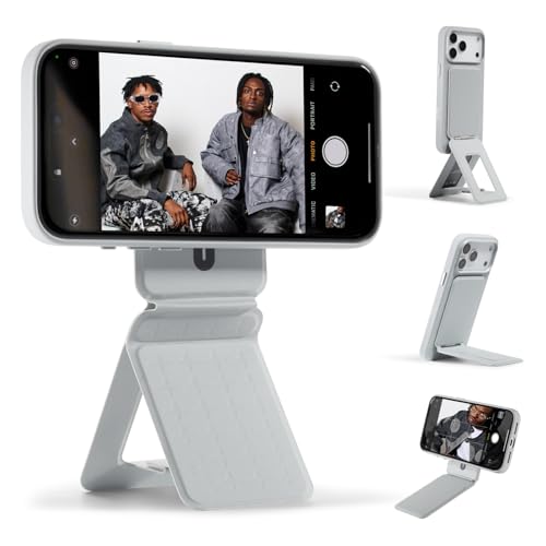 MOFT Phone Tripod Stand Selfie Stick x Tombogo for iPhone, Multi-Angles iPhone Stand, Lightweight & Portable Phone Holder, Strong Magnets, MOVAS Vegan Leather, Cement (Without Card Slot) - color: Tombogo x Cement x Without Card Slot, size: Without Card Sl