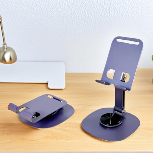 Adjustable Phone Stand for Desk 360 Rotating Foldable Cell Phone Holder Desktop Portable Cellphone Stand, Office Desk Accessories Compatible for iPhone 16 15 14 13 Pro Max, Smartphones, iPad (Purple)