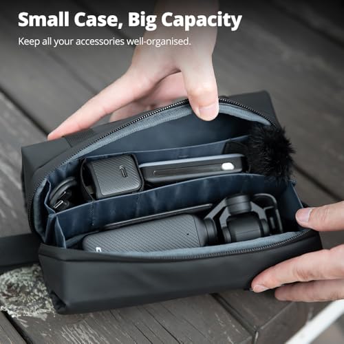 AMBITFUL ZOOM P1 Storage Case for DJI Osmo Pocket 3/4/360, Waterproof PU Leather Carrying Bag, Multi-Layer Large Capacity Travel Pouch, Shoulder Strap Compatible, 170g Compact