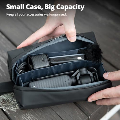 AMBITFUL ZOOM P1 Storage Case for DJI Osmo Pocket 3/4/360, Waterproof PU Leather Carrying Bag, Multi-Layer Large Capacity Travel Pouch, Shoulder Strap Compatible, 170g Compact
