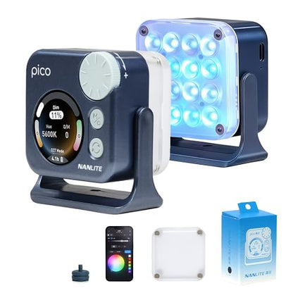 Nanlite Pico Portable LED Fill Light – Full Color RGB, Snap-On Attachment for Phone/Camera Photography, Live Streaming, Video Content Creation (Midnight Blue) - color: Midnight Blue