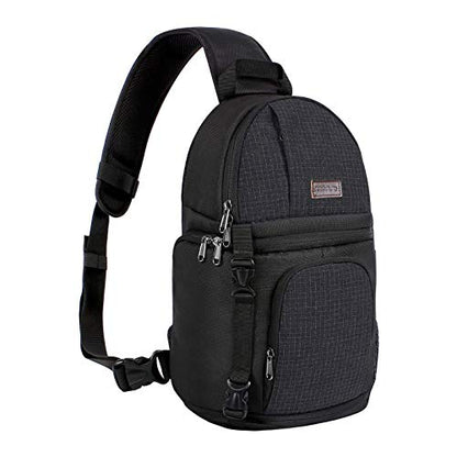 MOSISO Camera Sling Bag, DSLR/SLR/Mirrorless Camera Case Shockproof Photography Camera Backpack with Tripod Holder & Removable Modular Inserts Compatible with Canon/Nikon/Sony/Fuji, Black - color: Black