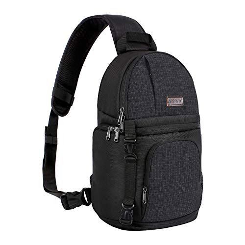 MOSISO Camera Sling Bag, DSLR/SLR/Mirrorless Camera Case Shockproof Photography Camera Backpack with Tripod Holder & Removable Modular Inserts Compatible with Canon/Nikon/Sony/Fuji, Black - color: Black