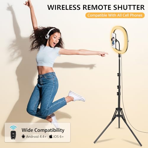 12" Selfie Ring Light with 59" Tripod Stand and Phone Holder, Dimmable LED Circle Lights Phone Ring Light Tripod for Photography, Video Recording, Live Stream, Makeup