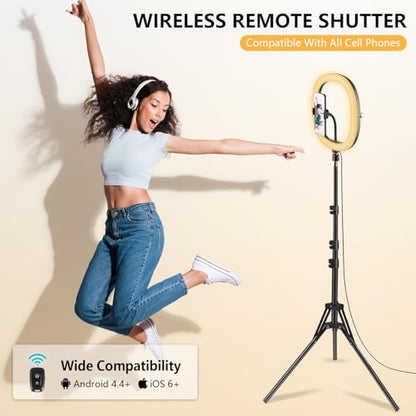 12" Selfie Ring Light with 59" Tripod Stand and Phone Holder, Dimmable LED Circle Lights Phone Ring Light Tripod for Photography, Video Recording, Live Stream, Makeup