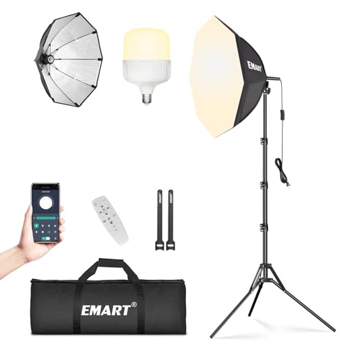 EMART Softbox Photography Lighting Kit, 20"x20" Pull Soft Box, 50W 3000K-6000K LED Bulb, Professional Photoshoot Equipment for Studio Lights, Portrait, Video Recording(1 Pack) - color: 50W (3000-6000K), size: 20"X20"-1 Pack