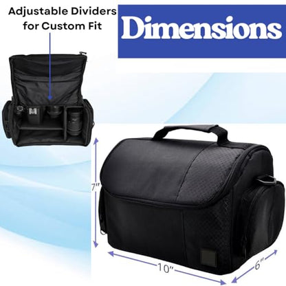 Large Digital Camera / Video Padded Carrying Bag / Case for Nikon, Sony, Pentax, Olympus Panasonic, Samsung, and Canon DSLR Cameras + eCostConnection Microfiber Cloth - style: Large