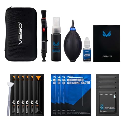 VSGO All-in-One Camera Cleaning Kit for Full Frame Sensor Cameras (24mm) Compatible with Canon, Nikon, Sony, Pentax & DSLR, Includes CMOS Swabs, Lens Pen, Air Blower & More (DKL-20F)