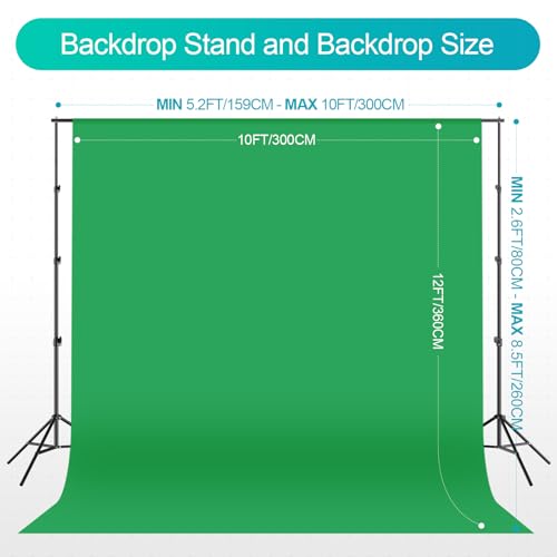 EMART 8.5 x 10 ft Backdrop Support System, Professional Photography Lighting Kit with 50W LED Blub, Reflector, 10*12ft Backdrop *3, Umbrellas&Softbox Lighting Kit for Studio, Portrait, Video Shooting